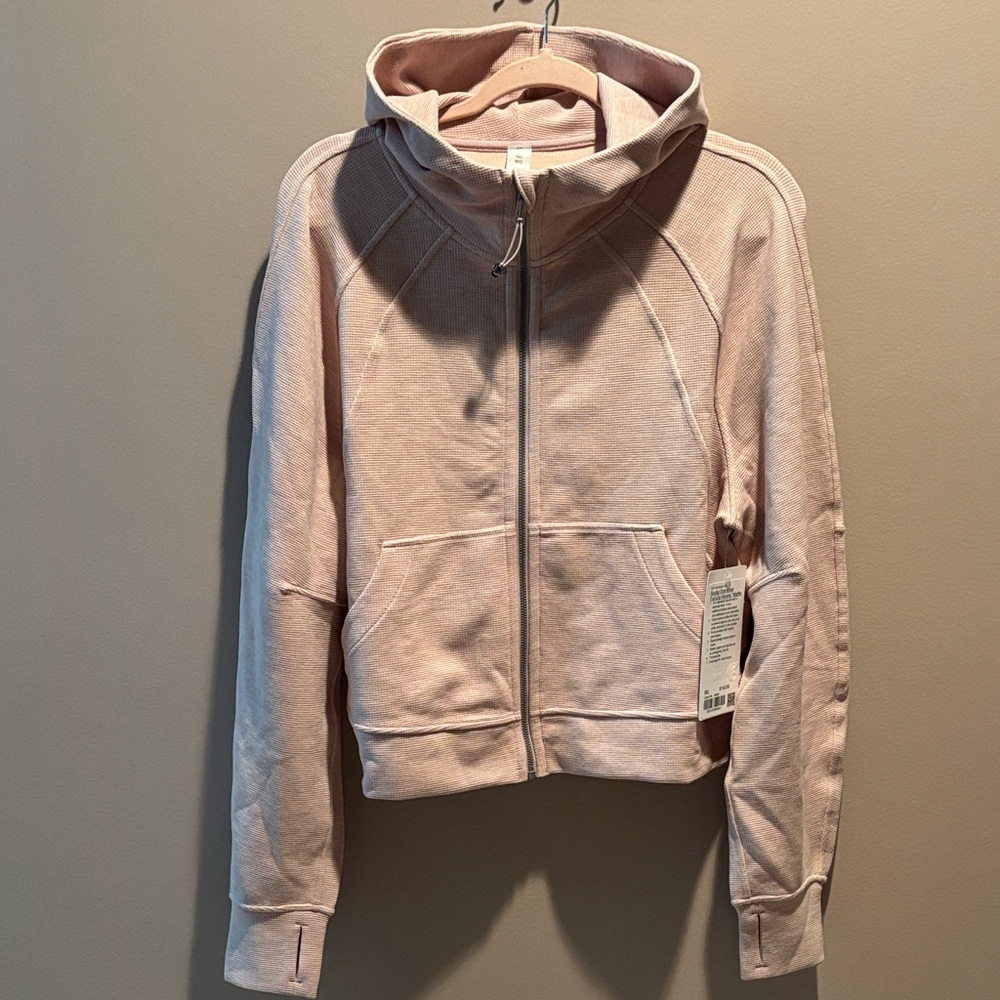 LULULEMON SCUBA OVERSIZED FULL ZIP HOODIE *WAFFLE HEATHERED MINK BERRY M/L NWT - Picture 6 of 12
